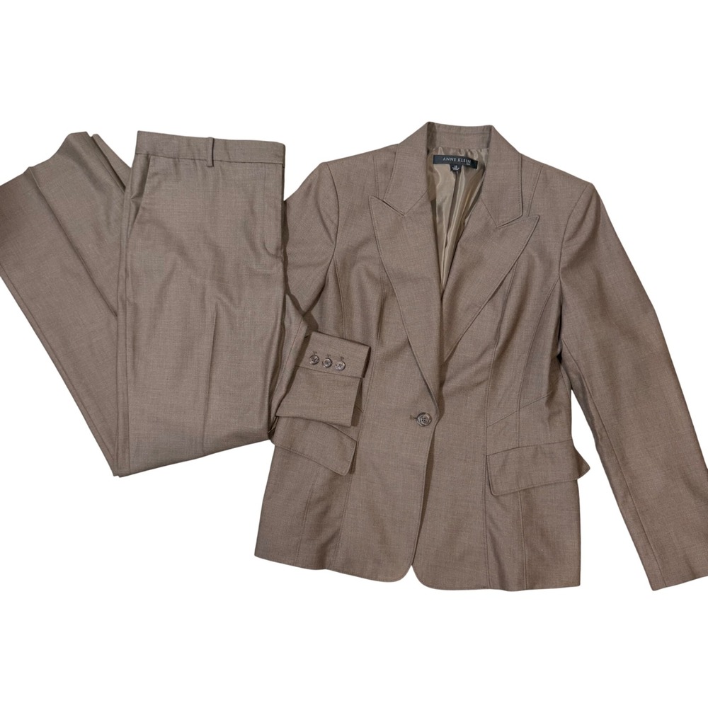 Anne Klein Women Tailored Blazer Pants Suit in Mocha (12) Office Professional